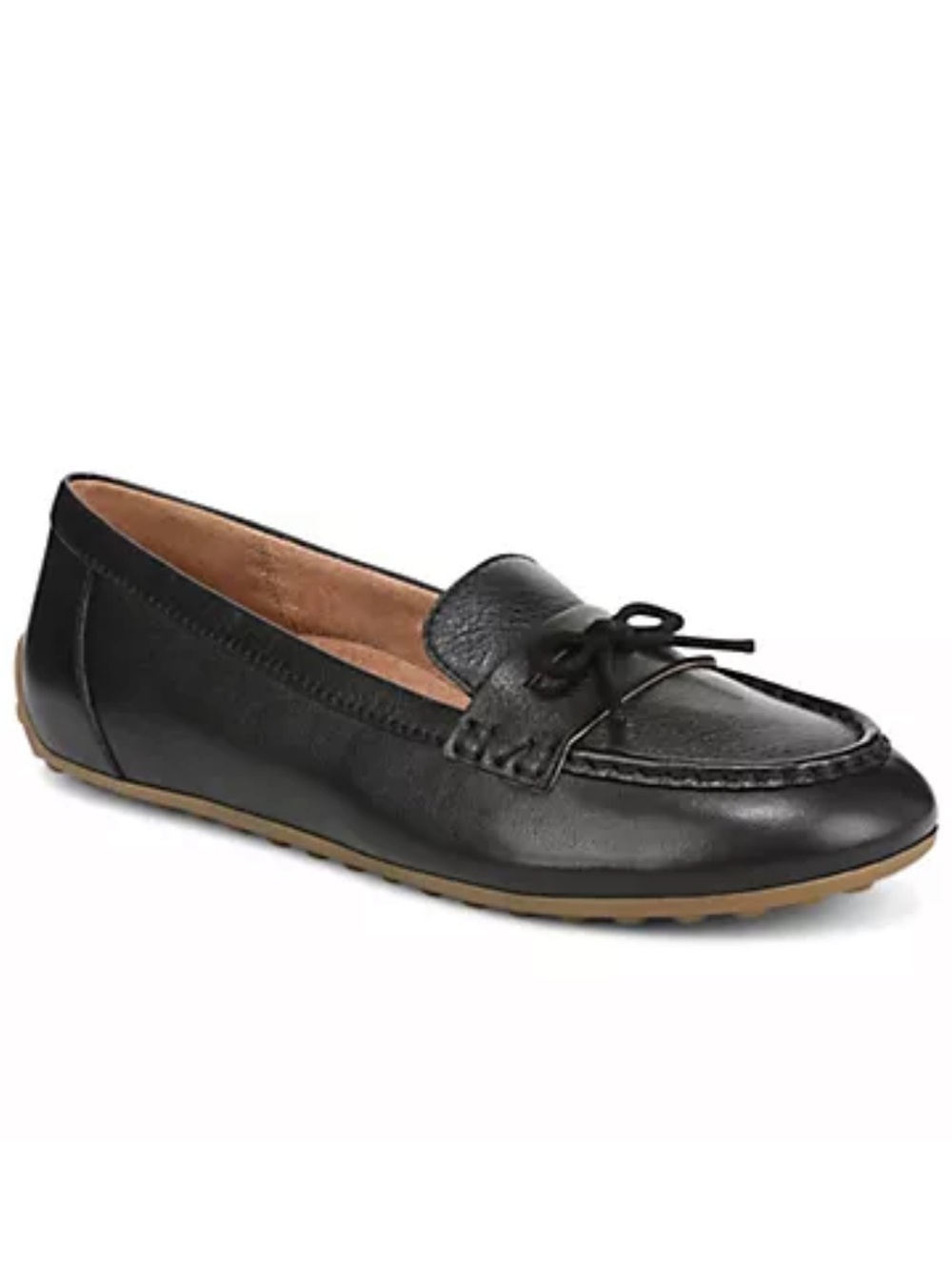 Vionic Taryn Black Leather Diving Moccasin Loafer Size 7 NEW